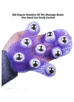 Rubik Metal Rolling Ball Massage Body Palm Massager Glove Pain Relief Device Purple  - Image 4