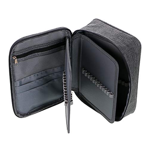 BTSKY حافظة أقلام BTSKY® بسعة عالية بسحاب - حقيبة أدوات مكتبية متعددة الوظائف 72 فتحة لحافظة أقلام ملونة حقائب أقلام محمولة مع 2 أكمام قابلة للإزالة رمادي - Image 3