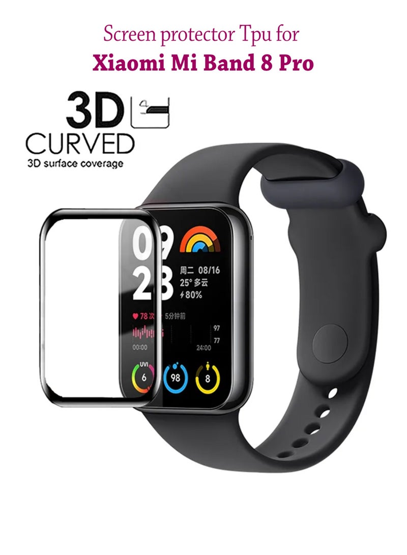 Nano Full Tempered  Glass Screen Protector For Xiaomi Mi Band 8 Pro - Black - Image 1