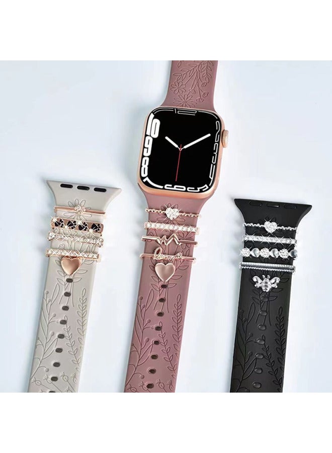 سوار ساعة سيليكون عالمي، حلقة زخرفية، ملحق ساعة ذكي، مشبك زخرفي - اللون: ذهبي وردي 8 - Image 4