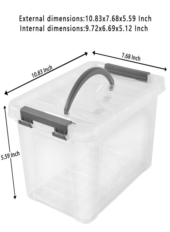 Eslite 6 Quart Plastic Stackable Storage Latch Bins,Clear Latching Box with Handle and Lid,Pack of 6 (Grey Handle) - Image 3