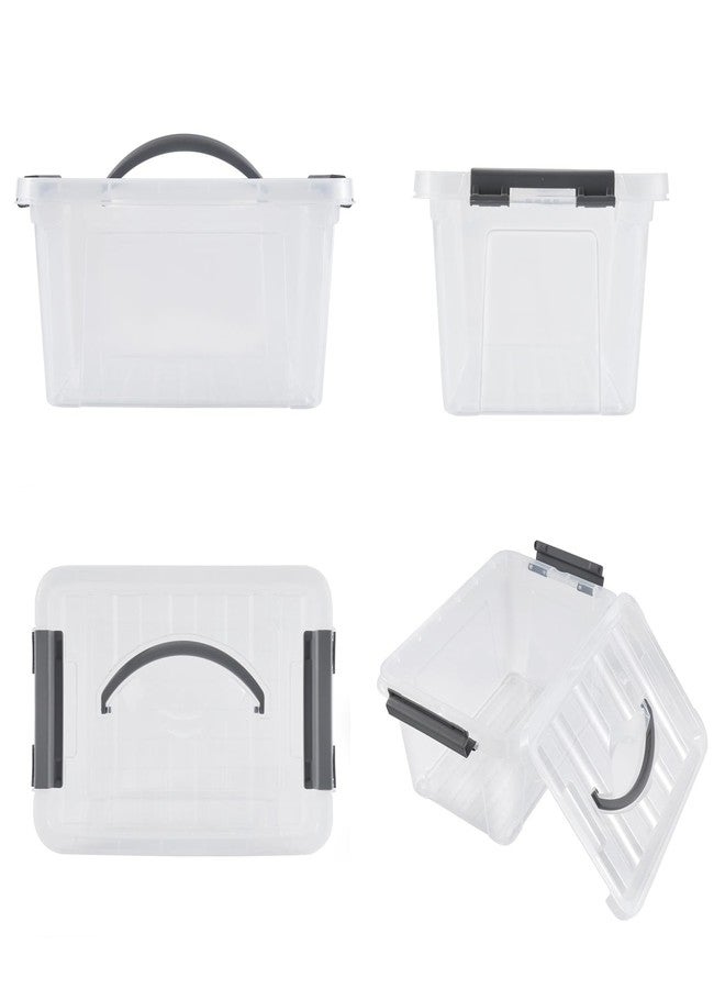 Eslite 6 Quart Plastic Stackable Storage Latch Bins,Clear Latching Box with Handle and Lid,Pack of 6 (Grey Handle) - Image 4