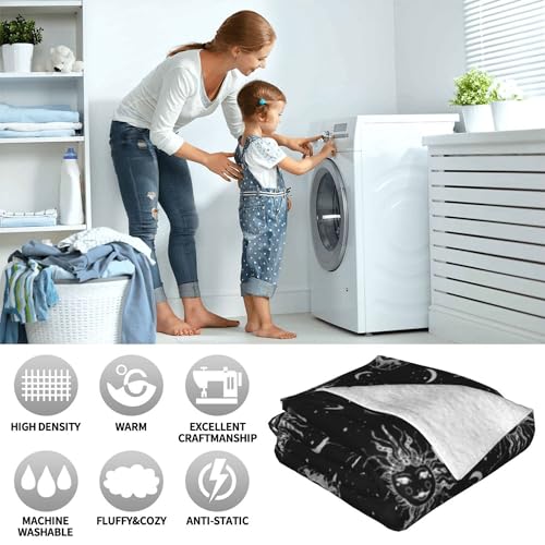 Zminciu Sun and Moon Blanket 50"x40" Inch Cozy Fluffy Plush Crescent Moon Blankets Celestial Blanket Soft Flannel Hippie Throw for Men Women Boys Girls Christmas Sofa Bed Couch - Image 4