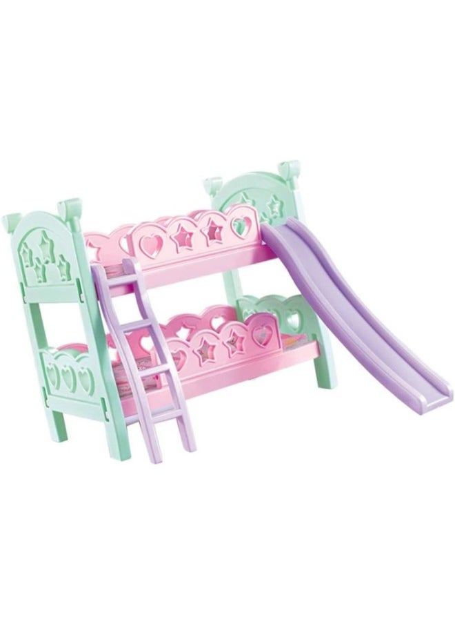 silvercnc Double Dolls Baby Bunk Bed Toy with Pillow Mattress Set for Mellchan Baby 