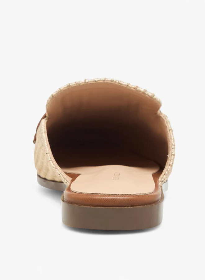 Flora Bella By Shoexpress Women's Textured Slip-On Mules with Metal Accent