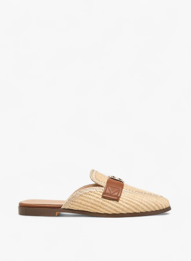 Flora Bella By Shoexpress Women's Textured Slip-On Mules with Metal Accent