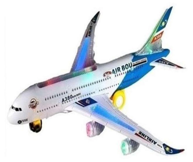 TOY GARDEN Battery Operated Air Bus Toy Airplane – Flashing LED Lights & Bump-and-Go Action, Realistic Sound Toy Aircraft for Kids - Image 1
