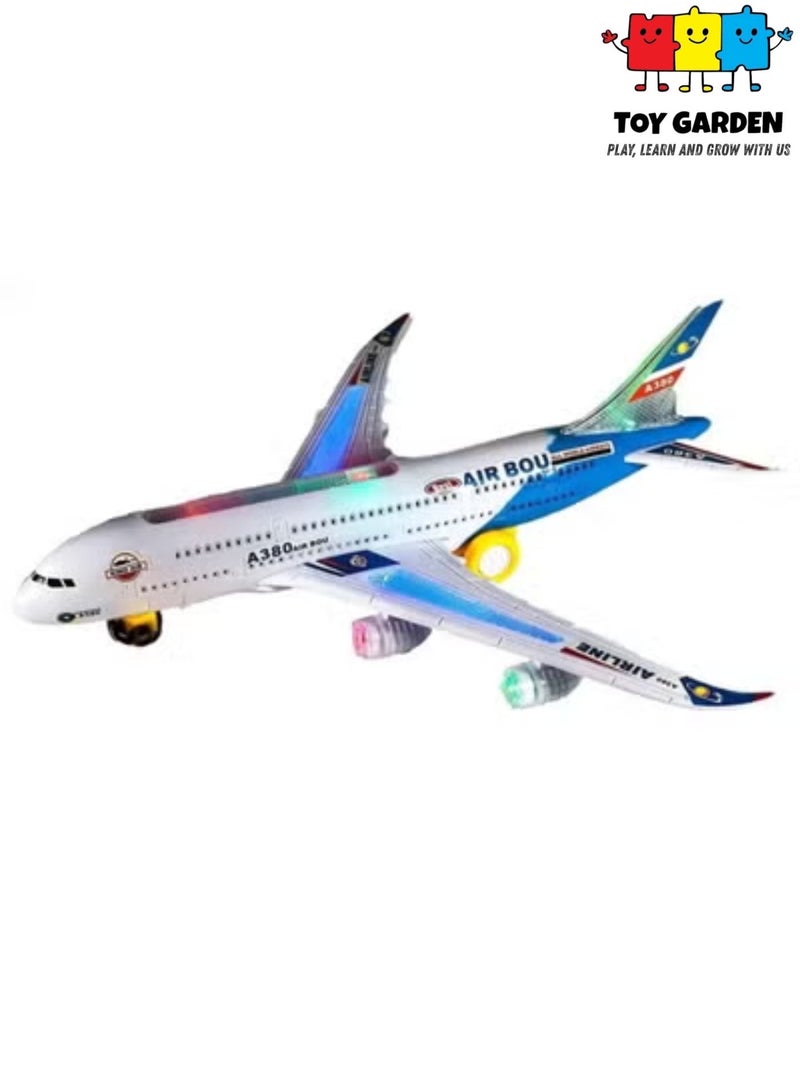 حديقة الألعاب طائرة لعبة على شكل طائرة ركاب – تعمل بالبطارية مع أضواء LED وصوت واقعي وحركة تلقائية للأطفال - Image 1