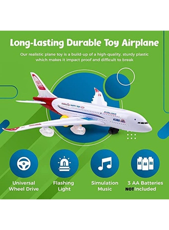 حديقة الألعاب طائرة لعبة على شكل طائرة ركاب – تعمل بالبطارية مع أضواء LED وصوت واقعي وحركة تلقائية للأطفال - Image 3