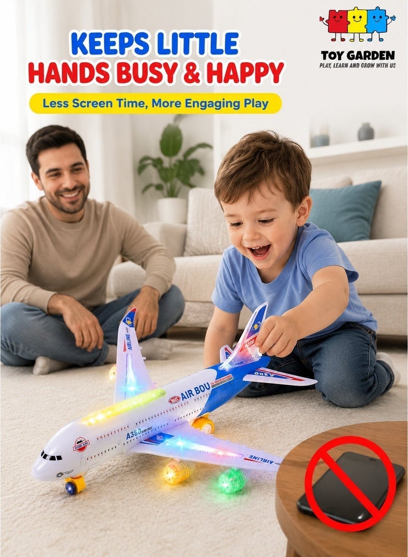 حديقة الألعاب طائرة لعبة على شكل طائرة ركاب – تعمل بالبطارية مع أضواء LED وصوت واقعي وحركة تلقائية للأطفال - Image 2