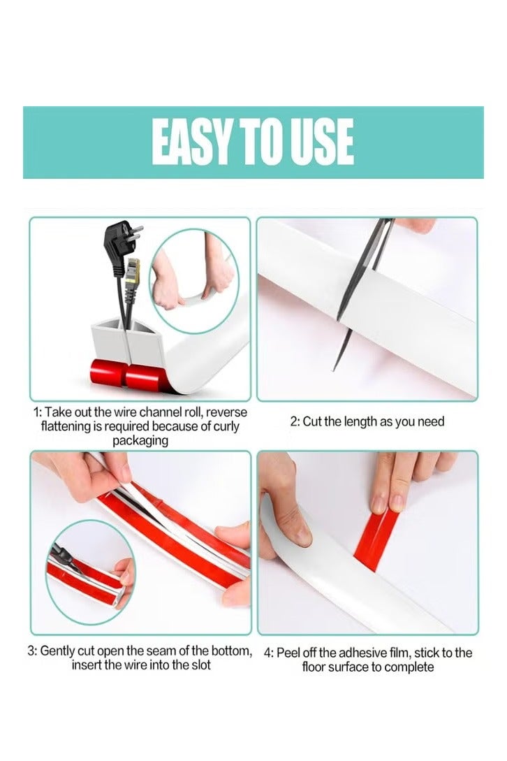 Floor Cord Cover Cable Cavity, 2m Self Adhesive Cord Hider Floor Low Profile Floor Cable Management Wire Cover Floor Electric Cord Covers for Home Office Garage Offices Gym - Image 3