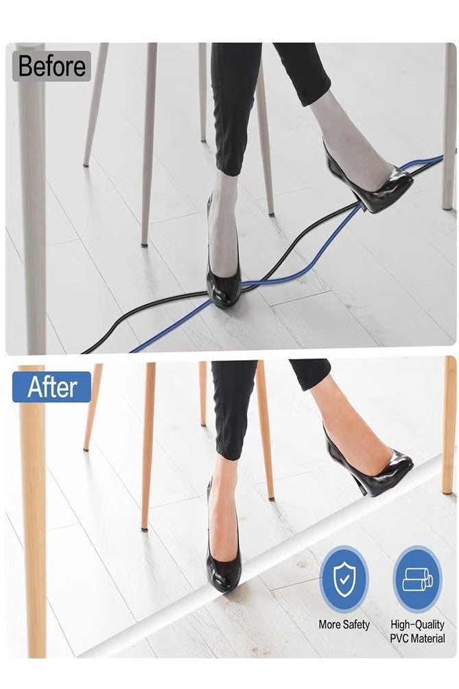 Floor Cord Cover Cable Cavity, 2m Self Adhesive Cord Hider Floor Low Profile Floor Cable Management Wire Cover Floor Electric Cord Covers for Home Office Garage Offices Gym - Image 4