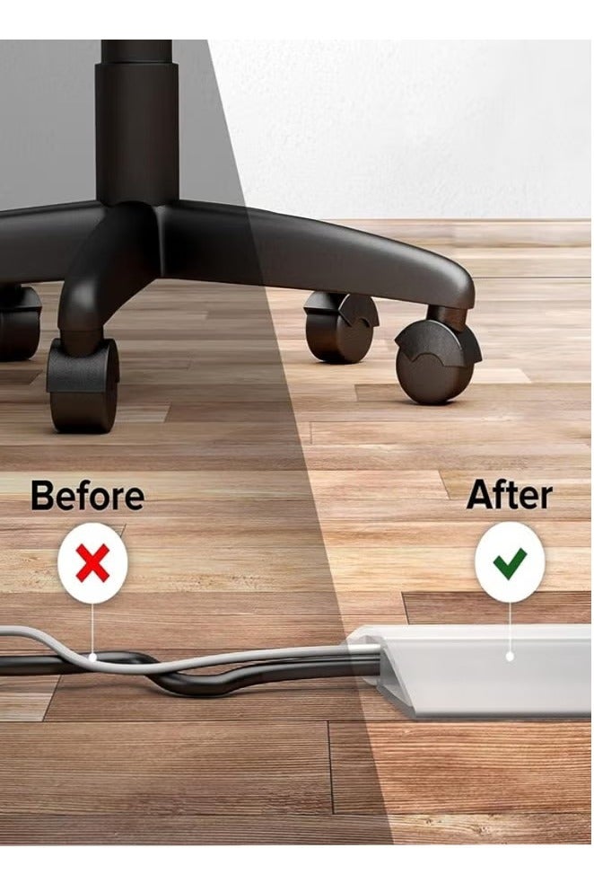 Floor Cord Cover Cable Cavity, 2m Self Adhesive Cord Hider Floor Low Profile Floor Cable Management Wire Cover Floor Electric Cord Covers for Home Office Garage Offices Gym - Image 5