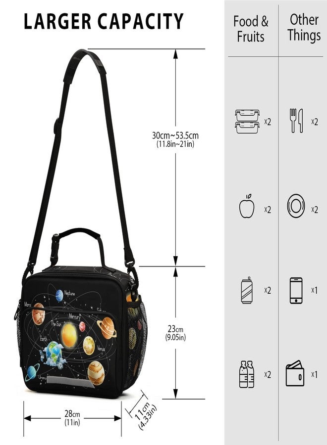 Dussdil Space Galaxy Kids Lunch Bags for Girls Boys Solar System Planets Lunch Box Insulated Cooler Bag Reusable Organizer Tote Bags with Adjustable Shoulder Strap School Work Picnic Beach Sporting - Image 3