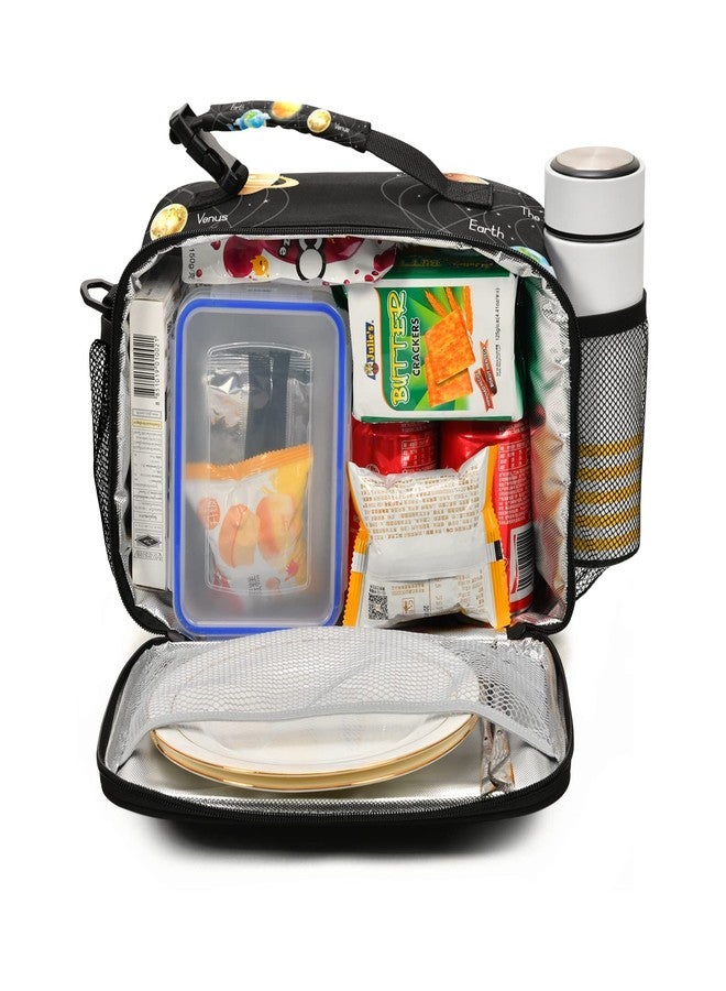 Dussdil Space Galaxy Kids Lunch Bags for Girls Boys Solar System Planets Lunch Box Insulated Cooler Bag Reusable Organizer Tote Bags with Adjustable Shoulder Strap School Work Picnic Beach Sporting - Image 2