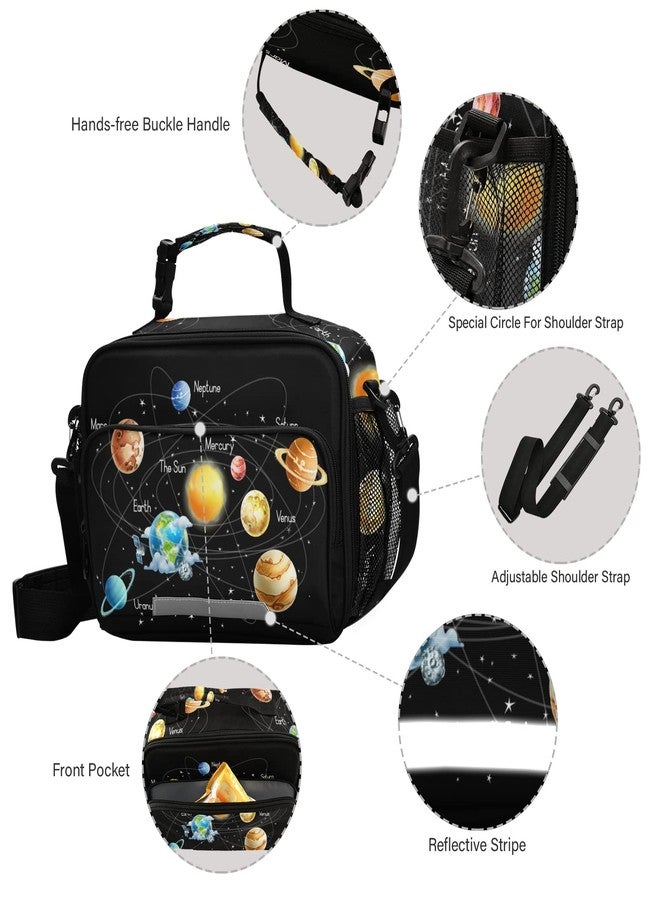 Dussdil Space Galaxy Kids Lunch Bags for Girls Boys Solar System Planets Lunch Box Insulated Cooler Bag Reusable Organizer Tote Bags with Adjustable Shoulder Strap School Work Picnic Beach Sporting - Image 4