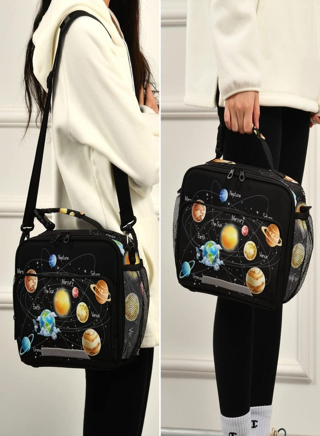 Dussdil Space Galaxy Kids Lunch Bags for Girls Boys Solar System Planets Lunch Box Insulated Cooler Bag Reusable Organizer Tote Bags with Adjustable Shoulder Strap School Work Picnic Beach Sporting - Image 5