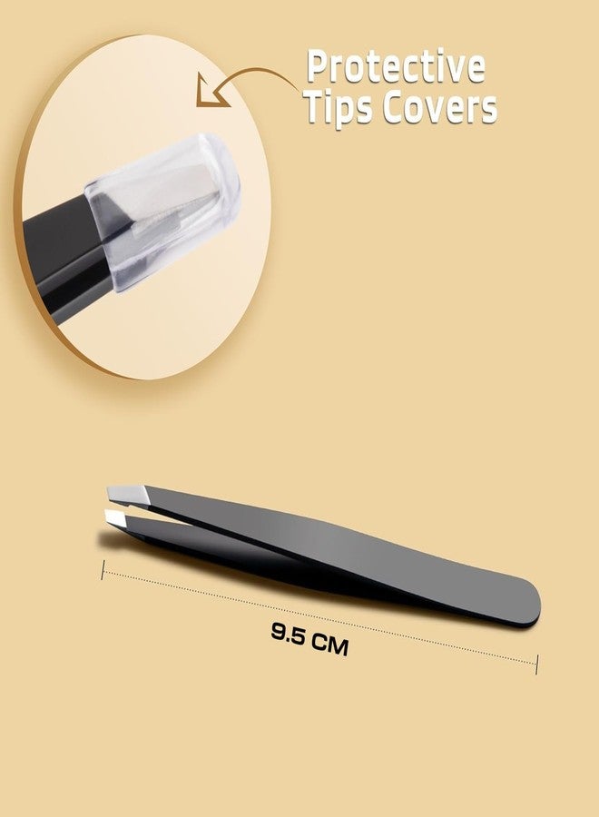 GLOBELLE Slant Tip Tweezer for Eyebrows, High Precision For Ingrown Hair, and Facial Hair, Best Eyebrow Sharp Anti-rust Tweezer for Women and Men, Ideal Facial Hair Plucker for Painless Removal - Image 3