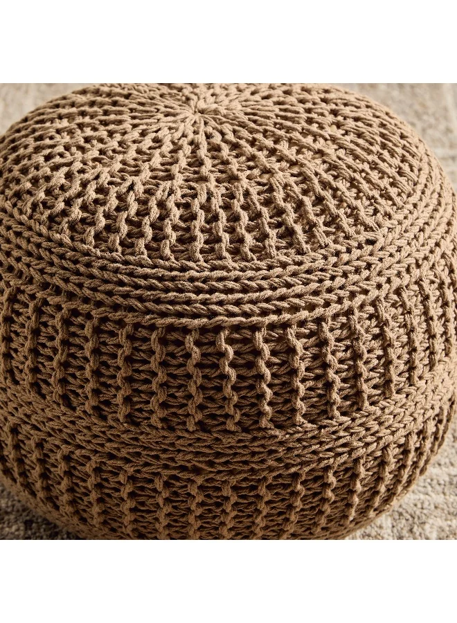 Home Box Essential Cable Knitted Pouf - 50x50x35 cm