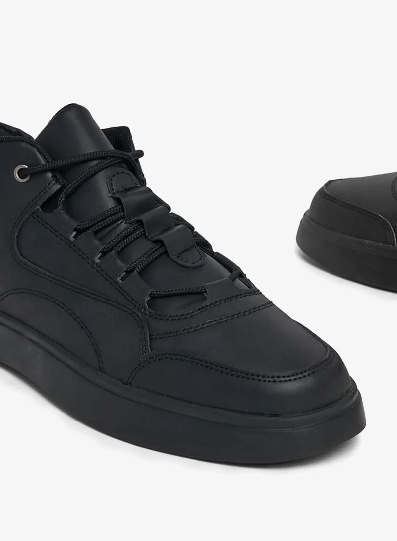 Styli Textured Lace Up Platform Sole Shoes