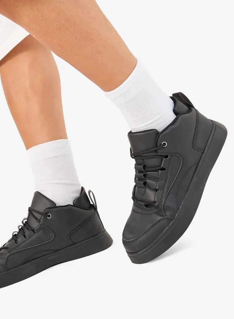 Styli Textured Lace Up Platform Sole Shoes