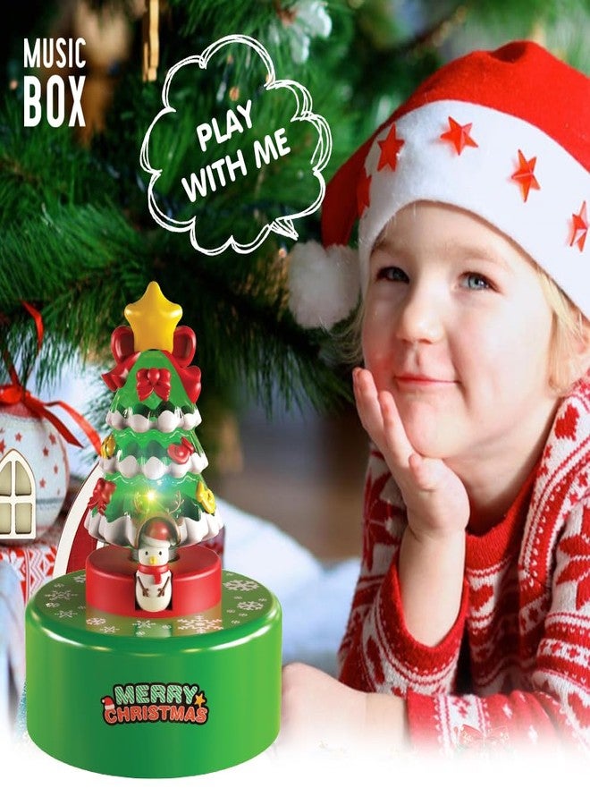 WEofferwhatYOUwant Christmas Tree Music Box - Rotating Snowman & LED Light-Up Tree - Wind-Up Music Box Plays “We Wish You a Merry Christmas, Decor & Cake Topper for Kids & Adults - Image 3