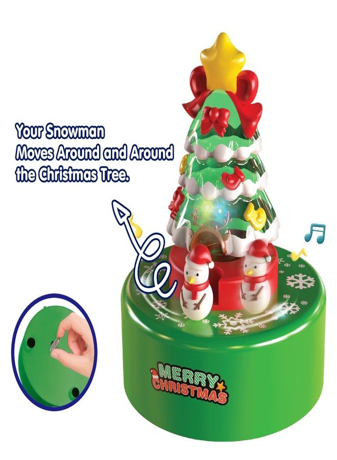 WEofferwhatYOUwant Christmas Tree Music Box - Rotating Snowman & LED Light-Up Tree - Wind-Up Music Box Plays “We Wish You a Merry Christmas, Decor & Cake Topper for Kids & Adults - Image 4
