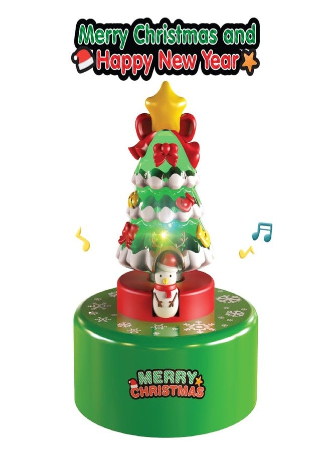 WEofferwhatYOUwant Christmas Tree Music Box - Rotating Snowman & LED Light-Up Tree - Wind-Up Music Box Plays “We Wish You a Merry Christmas, Decor & Cake Topper for Kids & Adults - Image 2