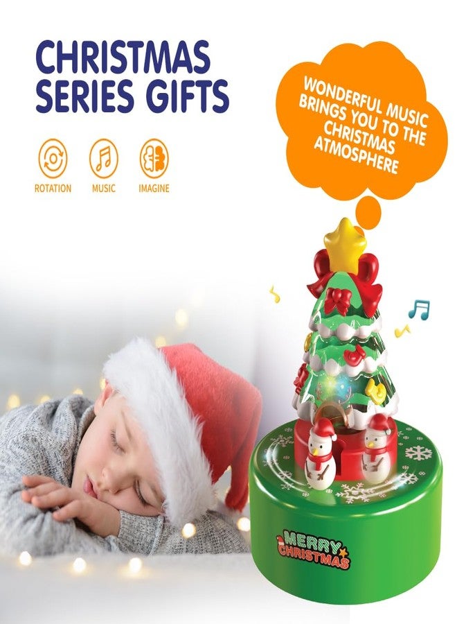 WEofferwhatYOUwant Christmas Tree Music Box - Rotating Snowman & LED Light-Up Tree - Wind-Up Music Box Plays “We Wish You a Merry Christmas, Decor & Cake Topper for Kids & Adults - Image 5
