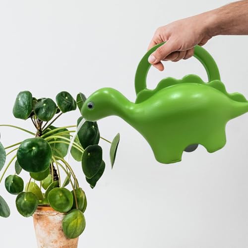 Go Hooked Plastic Dinosaur Shape 1 Liter Kids Watering Can for House Plants & Garden Plants Roar Some Gardening Dino Shaped Delight Garden Time Travel (Pack of 1, Green, 1 Liter) - Image 1