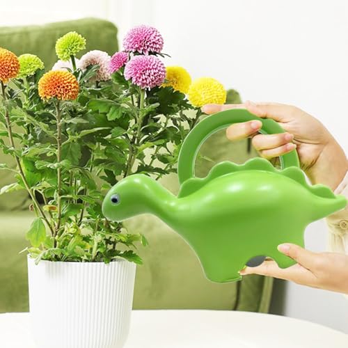 Go Hooked Plastic Dinosaur Shape 1 Liter Kids Watering Can for House Plants & Garden Plants Roar Some Gardening Dino Shaped Delight Garden Time Travel (Pack of 1, Green, 1 Liter) - Image 2