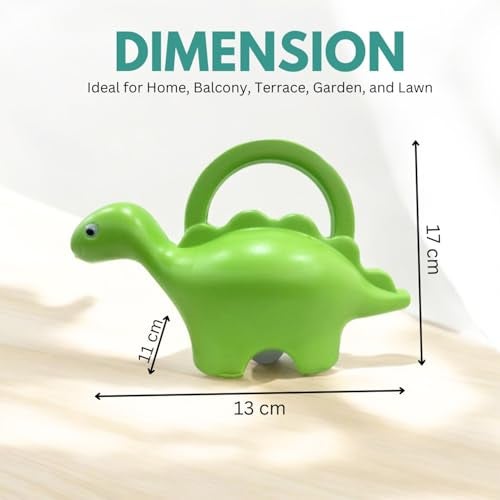 Go Hooked Plastic Dinosaur Shape 1 Liter Kids Watering Can for House Plants & Garden Plants Roar Some Gardening Dino Shaped Delight Garden Time Travel (Pack of 1, Green, 1 Liter) - Image 5