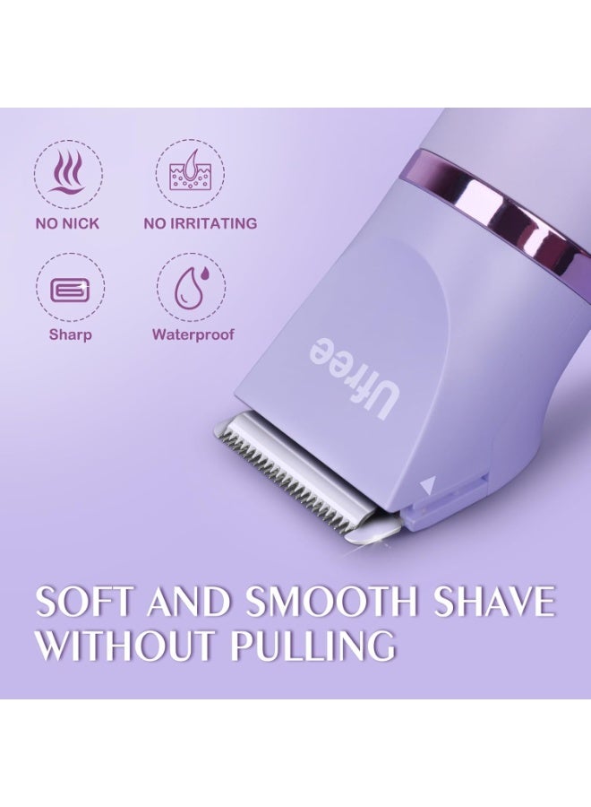 Ufree Bikini Trimmer Electric Razors for Women, Rechargeable Pubic Body Hair Trimmer Electric Shaver for Legs Body Hair, Bikini Shaver IPX7 Waterproof, Gifts for Women, Purple - Image 4