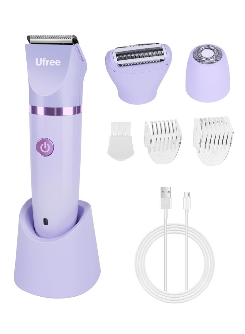 Ufree Bikini Trimmer Electric Razors for Women, Rechargeable Pubic Body Hair Trimmer Electric Shaver for Legs Body Hair, Bikini Shaver IPX7 Waterproof, Gifts for Women, Purple - Image 1