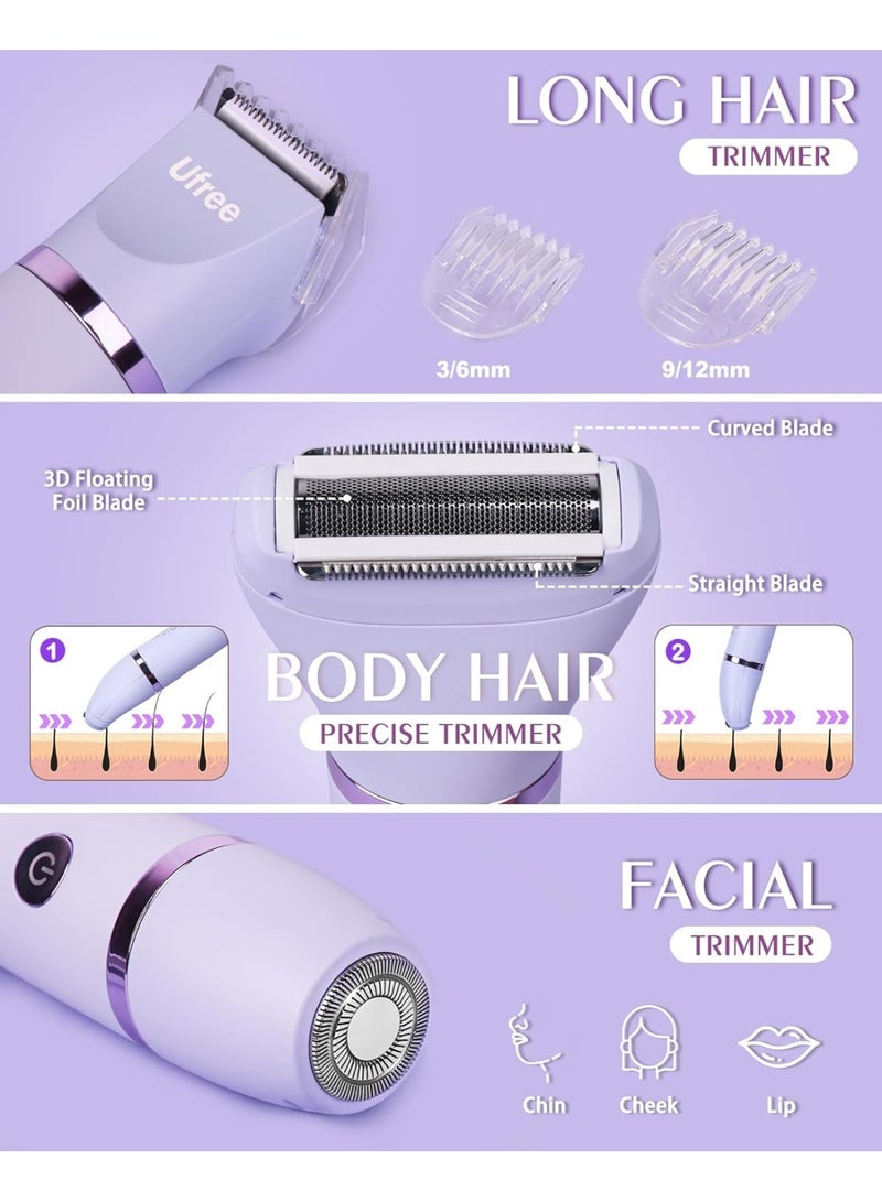 Ufree Bikini Trimmer Electric Razors for Women, Rechargeable Pubic Body Hair Trimmer Electric Shaver for Legs Body Hair, Bikini Shaver IPX7 Waterproof, Gifts for Women, Purple - Image 2