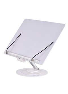 Desktop Book Stand for Reading with 360° Rotating Base & Page Clips Foldable and Angle Adjustable for Cooking Book Holder Textbook Recipe Magazine Document Storybook Tablet Pad