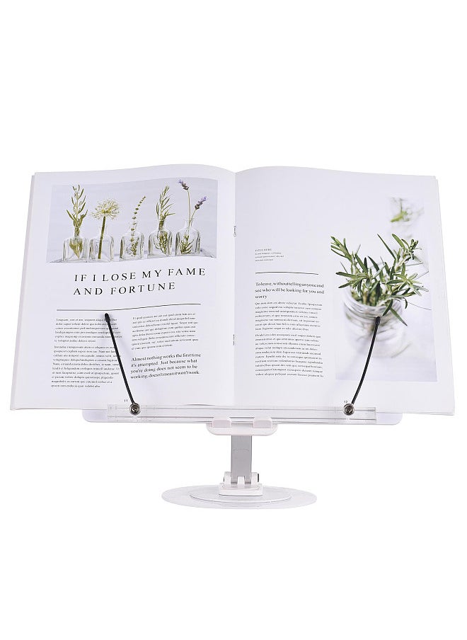 Generic - Desktop Book Stand for Reading with 360° Rotating Base & Page Clips Foldable and Angle Adjustable for Cooking Book Holder Textbook Recipe Magazine Document Storybook Tablet Pad - Image 1
