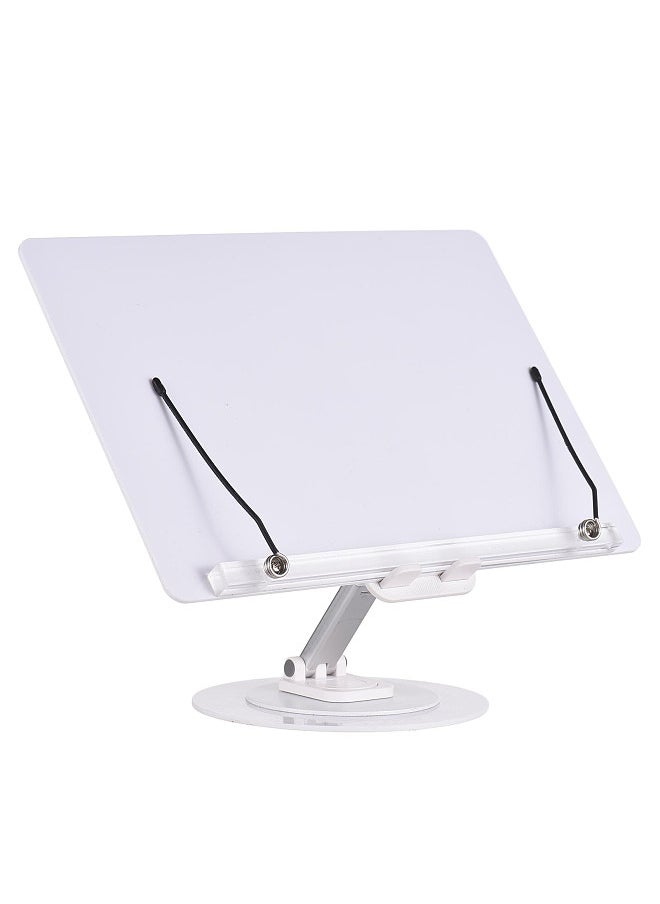 Generic - Desktop Book Stand for Reading with 360° Rotating Base & Page Clips Foldable and Angle Adjustable for Cooking Book Holder Textbook Recipe Magazine Document Storybook Tablet Pad - Image 1
