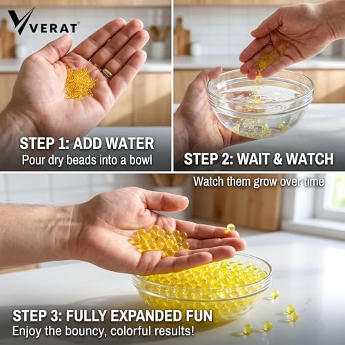 Verat 2 Packet Gel Water Balls/Water Beads/Refill Water Bead/Gel Blaster Ammo/Water Balls for Gun/Gel Balls for Kids/Gel Blaster Balls in Bottle/7-8mm Non-Toxic Water Beads Gel Guns(20000 Yellow) - Image 4