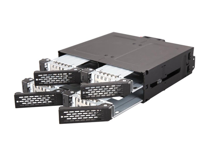 Icy Dock إيسي دوك 4 باي 2.5 SAS/SATA HDD/SSD حاوية معدنية متنقلة لفتحة 5.25" (مع تحكم في المروحة) | توف أرمور MB607SP-B - Image 1
