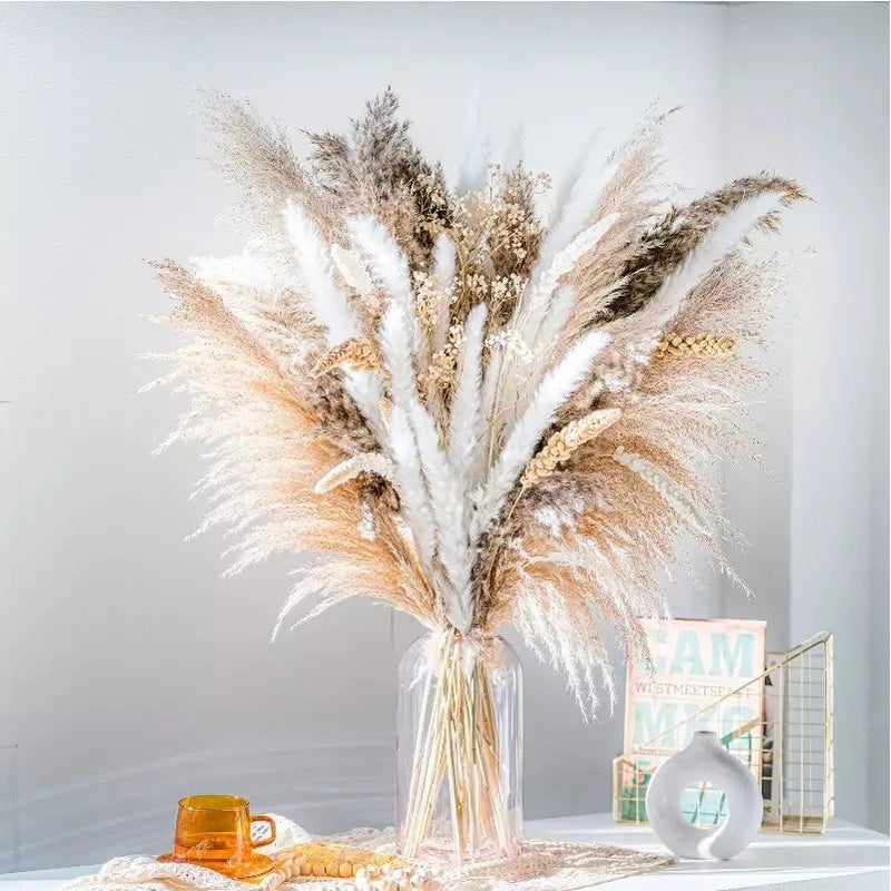 Bluejw G36 Wedding Decor Pampas Grass Bouquet - Boho Dried Flowers Mix with Bunny Tails & Natural Dried Plants for Christmas Home Decor - Image 5