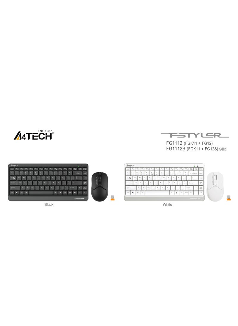 A4TECH FSTYLER 2.4G SILENT CLICK WIRELESS KEYBOARD MOUSE FG-1112S, 2.4GHz Wireless, 12 Fn Hotkeys, Black  - Image 5