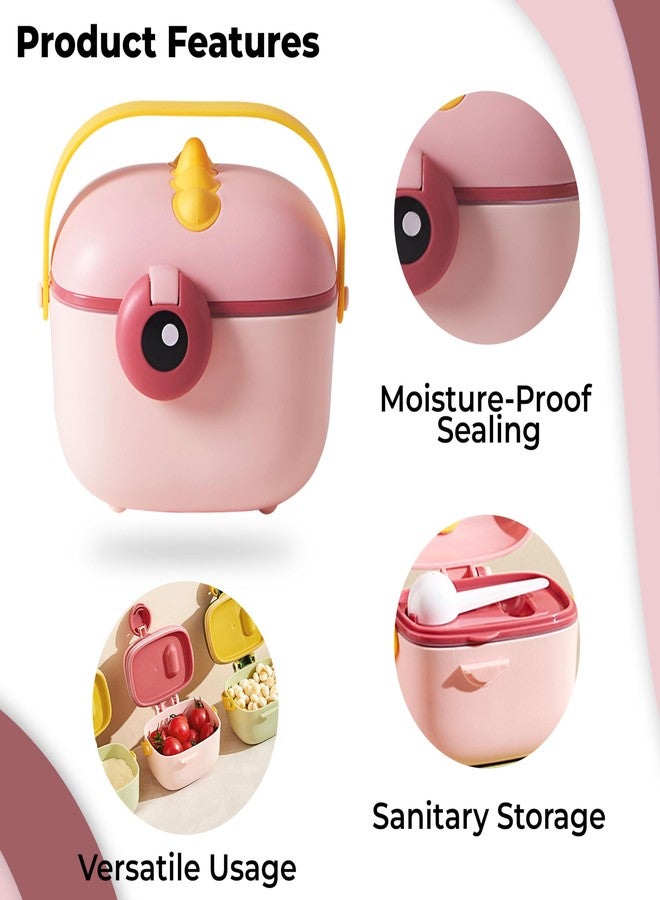 Bembika Milk Powder Storage Container with Scoop and Leveller First Feed Box for Kids Travel Friendly Multi - Functional Meal Box - Pink (800 ML) - Image 3