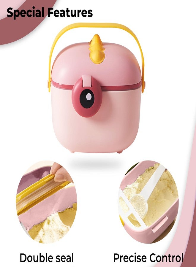 Bembika Milk Powder Storage Container with Scoop and Leveller First Feed Box for Kids Travel Friendly Multi - Functional Meal Box - Pink (800 ML) - Image 4