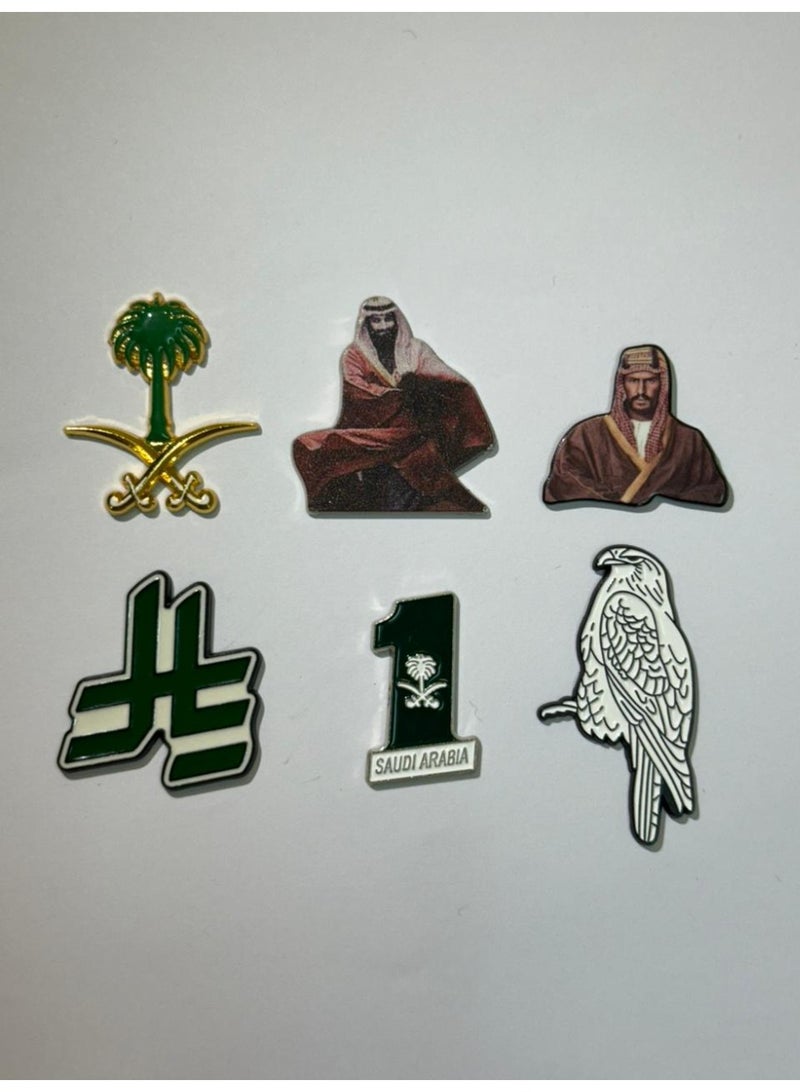 Set 1 – Saudi National Symbols Phone & Laptop Stickers (6 Pcs) – Palm Tree, Falcon & Heritage Icons - Image 1