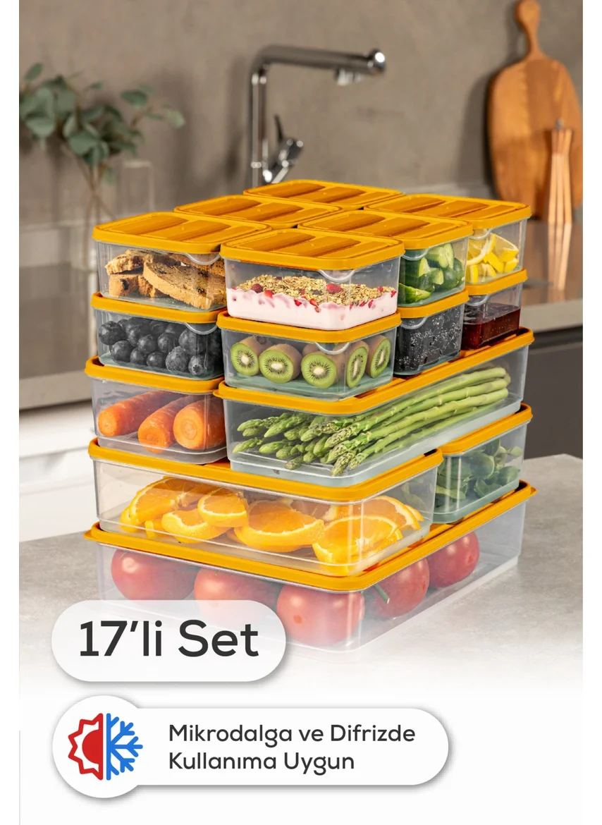 Vienev 17LI Fridge Freezer Organizer Microwave and Freezer Suitable Storage Container Orange