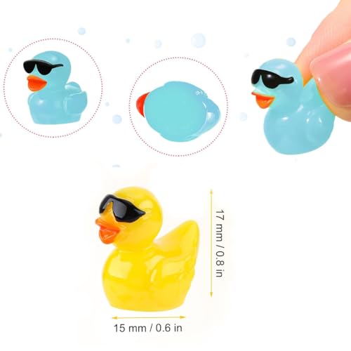 CHAKANLX 110 Pcs Mini Resin Ducks with Sunglasses 11 Colors Mini Resin Ducks Bulk Tiny Ducks Set for Potted Miniature Decoration Garden Dollhouse Cake Decoration DIY Slime Kit Craft Charms Party Toys - Image 5