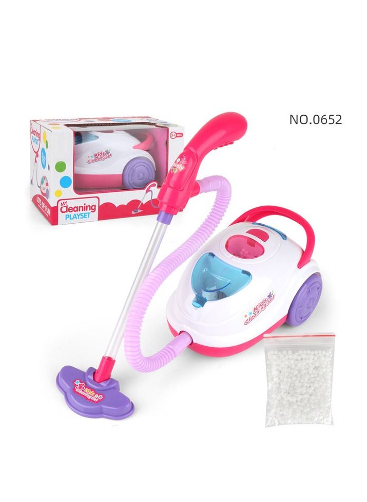 Kids Cleaning Set Plastic Interactive Detachable Vacuum Cleaner Toy Pretend Play Household Cleaning Tool with Light Plastic - Image 1