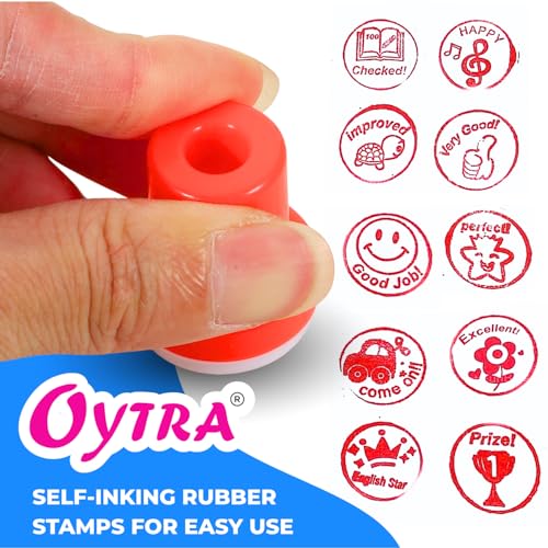 Oytra 10 Self Red Ink Stamps for Motivation Reward Kids Teachers - Image 3