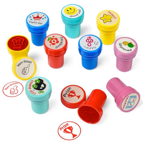 Oytra 10 Self Red Ink Stamps for Motivation Reward Kids Teachers - Image 1
